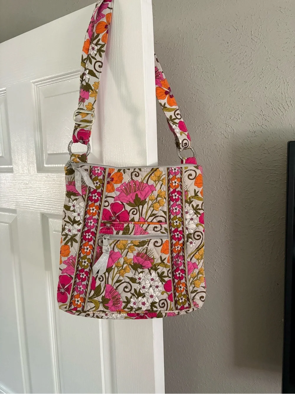 Vera Bradley Floral Shoulder Bag in Pink, Orange & Green